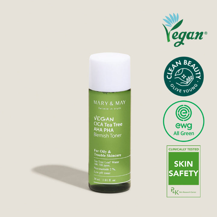Mary & May Vegan CICA Tea Tree AHA PHA Blemish Toner - 30ml [Miniature]