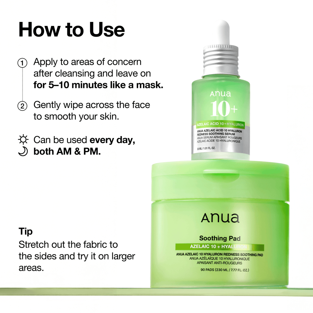 Anua Azelaic 10 Hyaluron Redness Soothing Pad 230ml 90ea