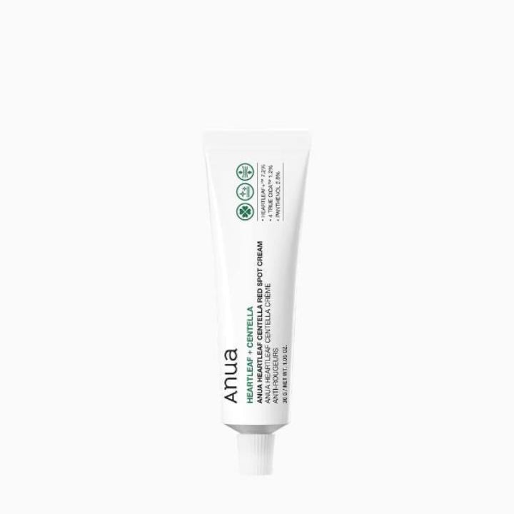 A white squeeze tube of Anua Heartleaf Centella Anodyne Hot Cream, shown vertically against a solid white background.