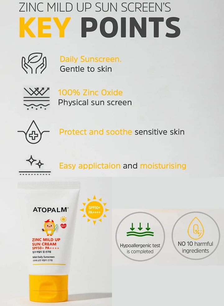 ATOPALM Zinc Mild Up Sun Cream SPF50+ PA++++ 65g
