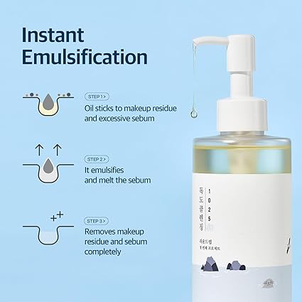 ROUND LAB 1025 Dokdo Cleansing Oil 6.76 Fl Oz, Facial Oil Cleanser for Face, Deep Pore Cleansing, Makeup Blackhead Impurities Remover, Easy to Wash Off No Oily Residue, Korean Skin Care