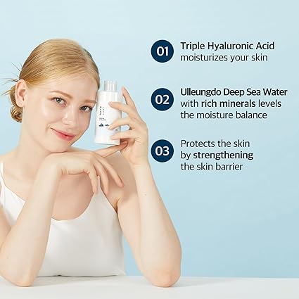 ROUND LAB 1025 Dokdo Lotion 6.76 Fl Oz, Intense Long-Lasting Hydration with Triple Hyaluronic Acid, Fluid Texture for Skin Barrier Protection, Face Moisturizer for Deep Moisture, Korean Skin Care