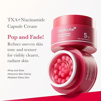 medicube TXA+Niacinamide Capsule Cream as the next step for after spot care|Ultimate Dual Radiance Moisturizer|Uneven Skin Tone, Texture, Hydration|Tranexamic Acid&Niacinamide|Korean Skincare|1.94oz