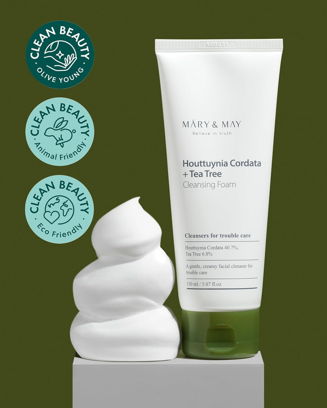Mary & May Houttuynia Cordata + Tea Tree Cleansing Foam - 150ml