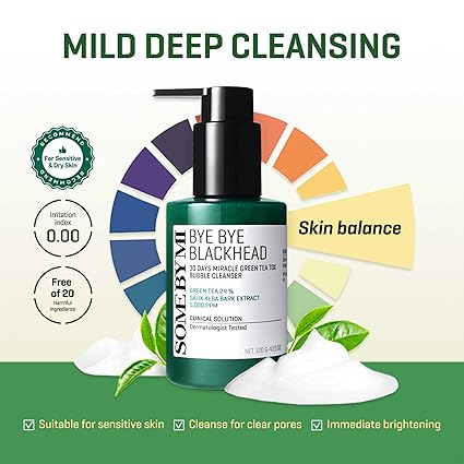 Some By Mi BYE BYE BLACKHEAD 30 DAYS MIRACLE GREEN TEA TOX BUBBLE CLEANSER 120g