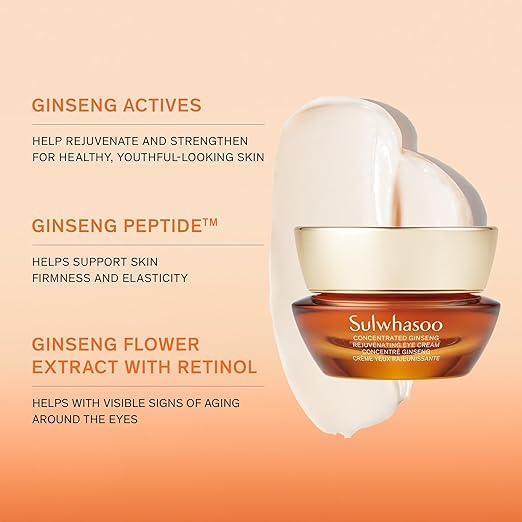 Sulwhasoo Concentrated Ginseng Rejuvenating Eye Cream- Korean Ginseng & Peptide Anti-Aging Under Eye Cream for Wrinkes, Puffiness, Dark Circles & Radiance, 0.50 fl. oz. (Packaging May Vary)