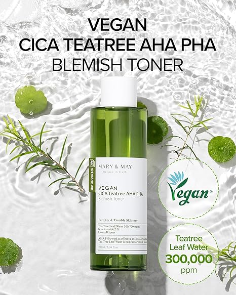 Mary & May Vegan CICA Tea Tree AHA PHA Blemish Toner - 30ml [Miniature]