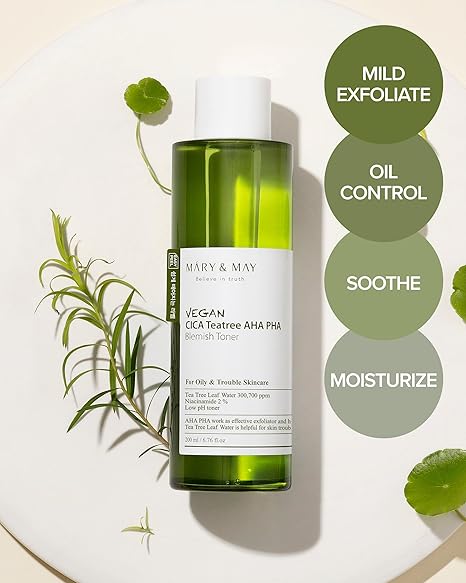 Mary & May Vegan CICA Tea Tree AHA PHA Blemish Toner - 30ml [Miniature]