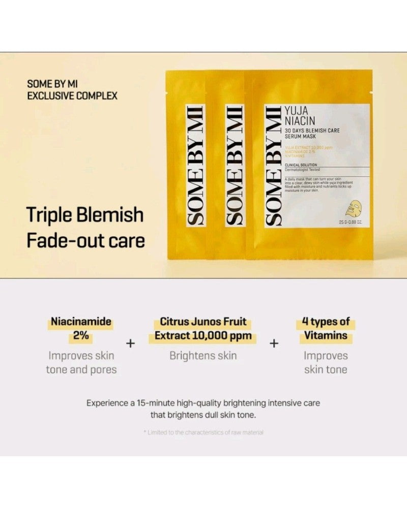 Some By Mi YUJA NIACIN 30 DAYS CARE SERUM MASK  X 10EA